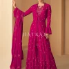 Pink Sequence Embroidered Jacket Style Gharara Suit