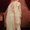 Beige Floral Embroidered Pakistani Suit