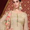 Beige Floral Embroidered Pakistani Suit