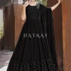 Black Embroidered Jacket Anarkali Gown