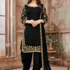 Black Embroidered Traditional Patiala Suit