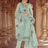Blue Embroidered Pakistani Pant Style Suit