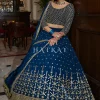 Blue Georgette Embroidery Wedding Lehenga Choli