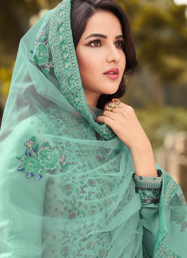 Blue Golden Embroidery Pakistani Suit