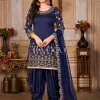Blue Mirror Work Embroidered Patiala Salwar Suit