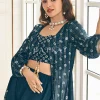 Blue Sequence Embroidered Jacket Style Sharara Suit