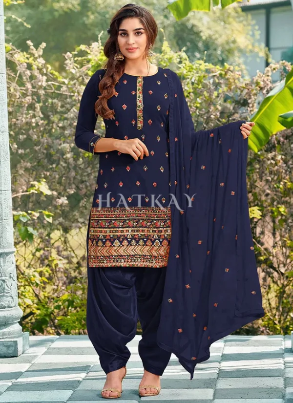 Blue Sequence Embroidered Patiala Suit