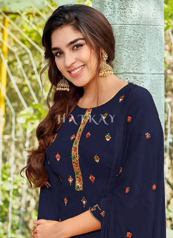 Blue Sequence Embroidered Patiala Suit