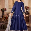 Blue Zari Embroidered Festive Silk Anarkali Suit