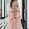 Blush Pink Embroidered Gharara Suit