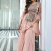 Blush Pink Embroidered Gharara Suit
