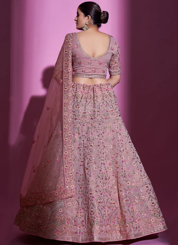 Blush Pink Multi Embroidery Wedding Lehenga Choli