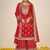 Bridal Red Embroidered Traditional Gharara Suit