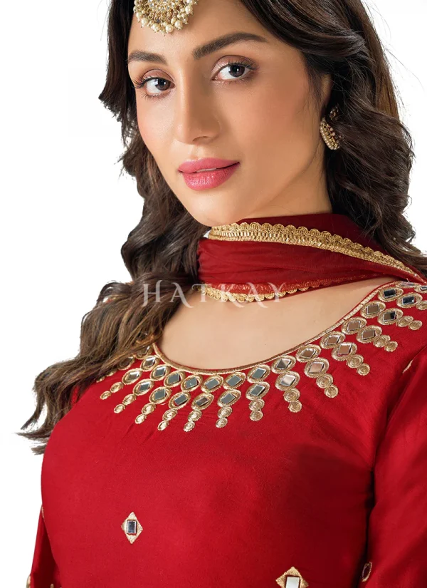 Bridal Red Mirror Work Punjabi Patiala Suit
