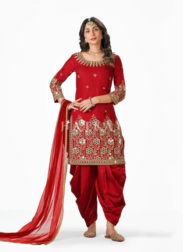 Bridal Red Mirror Work Punjabi Patiala Suit