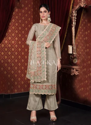 Copper Beige Traditional Embroidered Pakistani Suit