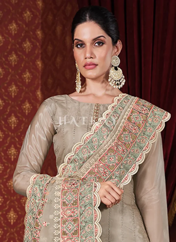 Copper Beige Traditional Embroidered Pakistani Suit
