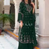 Dark Green Multi Embroidered Traditional Gharara Suit