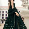 Dark Green Sequence Embroidery Wedding Anarkali Gown