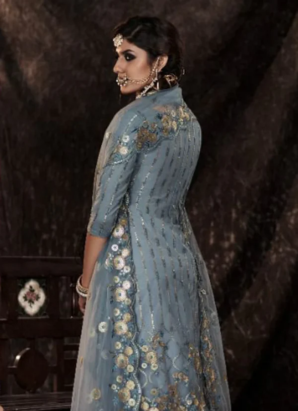 Deep Grey Sequence Embroidered Sharara Suit