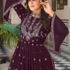 Deep Wine Multi Embroidered Traditional Gharara Suit