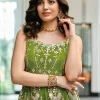 Green And White Embroidered Georgette Sharara Suit