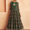 Green Embroidery Jacket Style Anarkali Suit