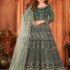 Green Embroidery Traditional Velvet Anarkali Suit