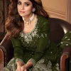 Green Golden Embroidered Designer Sharara Suit