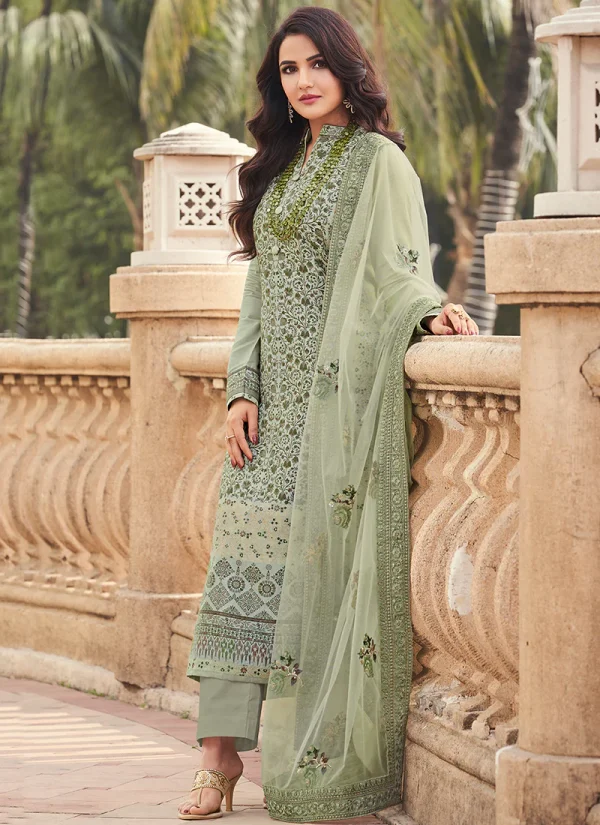 Green Golden Embroidery Pakistani Suit