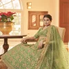 Green Multi Zari Embroidery Wedding Silk Lehenga