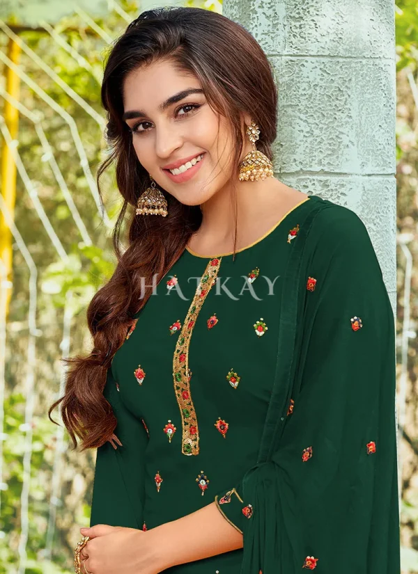Green Sequence Embroidered Patiala Suit