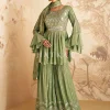 Green Sequence Embroidery Gharara Suit