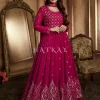 Hot Pink Embroidered Slit Style Anarkali Lehenga Suit