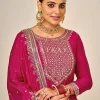 Hot Pink Embroidered Traditional Gharara Suit