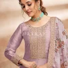 Lavender Embroidered Silk Anarkali Suit