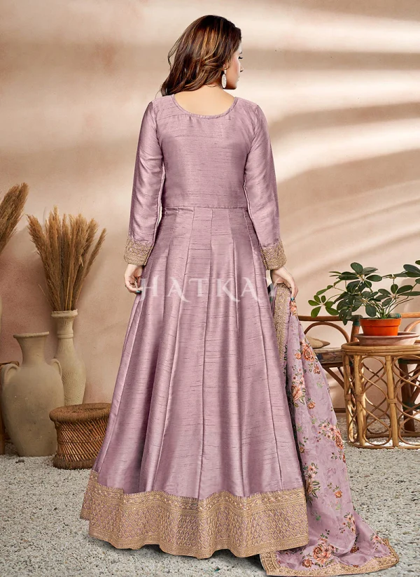 Lavender Embroidered Silk Anarkali Suit