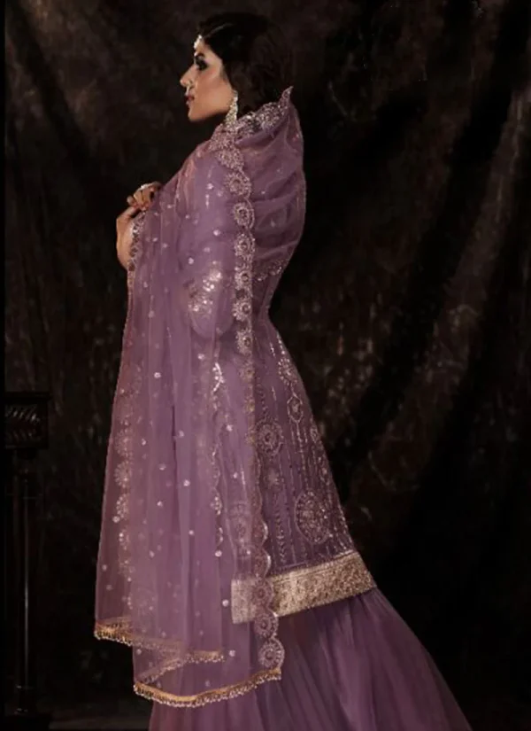 Lavender Sequence Embroidered Sharara Suit