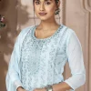 Light Blue Embroidery Traditional Pakistani Pant Suit