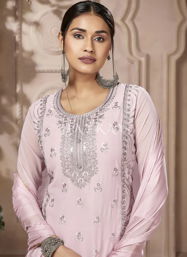 Light Pink Embroidery Traditional Pakistani Pant Suit