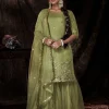 Lime Green Sequence Embroidered Sharara Suit