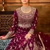Magenta Embroidery Wedding Anarkali Suit
