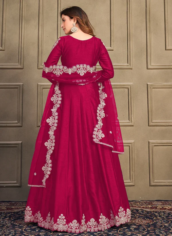 Magenta Pink Designer Embroidery Wedding Anarkali Suit