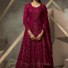 Magenta Pink Lucknowi Embroidered Anarkali Gown