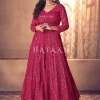 Magenta Traditional Sequence Embroidered Wedding Anarkali Lehenga Style Suit