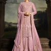 Mauve Golden Embroidered Sharara Suit