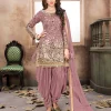 Mauve Mirror Work Punjabi Suit