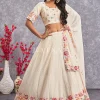 Off White Floral And Sequence Embroidery Wedding Lehenga Choli