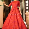 Orange Tie Dye Sequence Embroidery Bollywood Gown