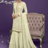 Pale Yellow Sequence Embroidered Wedding Style Gharara Suit